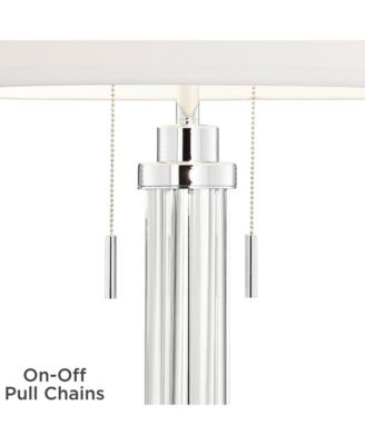 Cadence Modern Table Lamp 30" Tall Glass Column White Shade for Bedroom Living Room Bedside Nightstand Office Family House Home
