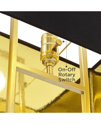 Carl Modern Table Lamp 24 3/4" High Gold Metal Gray Faux Marble Black Rectangular Shade for Bedroom Living Room Bedside Nightstand Office