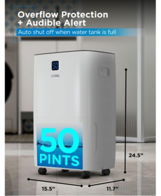 Dehumidifier, 50 Pint Dehumidifier with Adjustable Humidistat,White