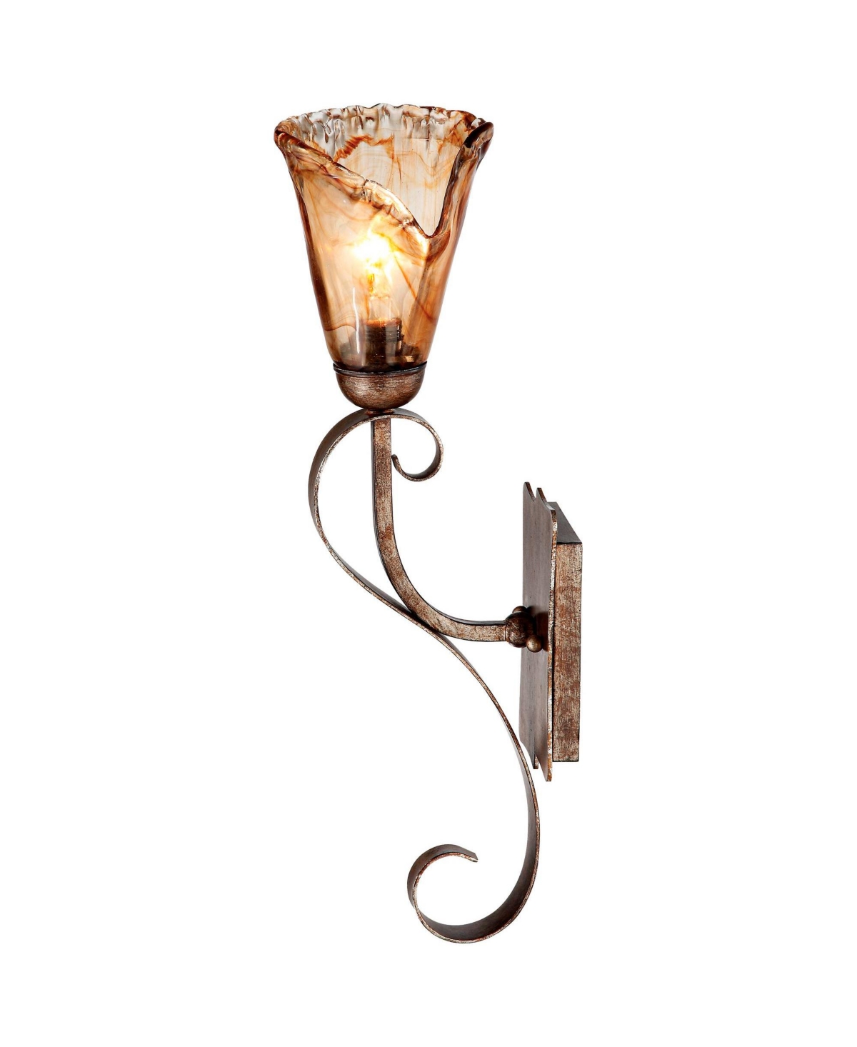 Amber Scroll Rustic Vintage-like Wall Light Sconces Set of 2 Golden Bronze Metal Hardwired 23 1/2