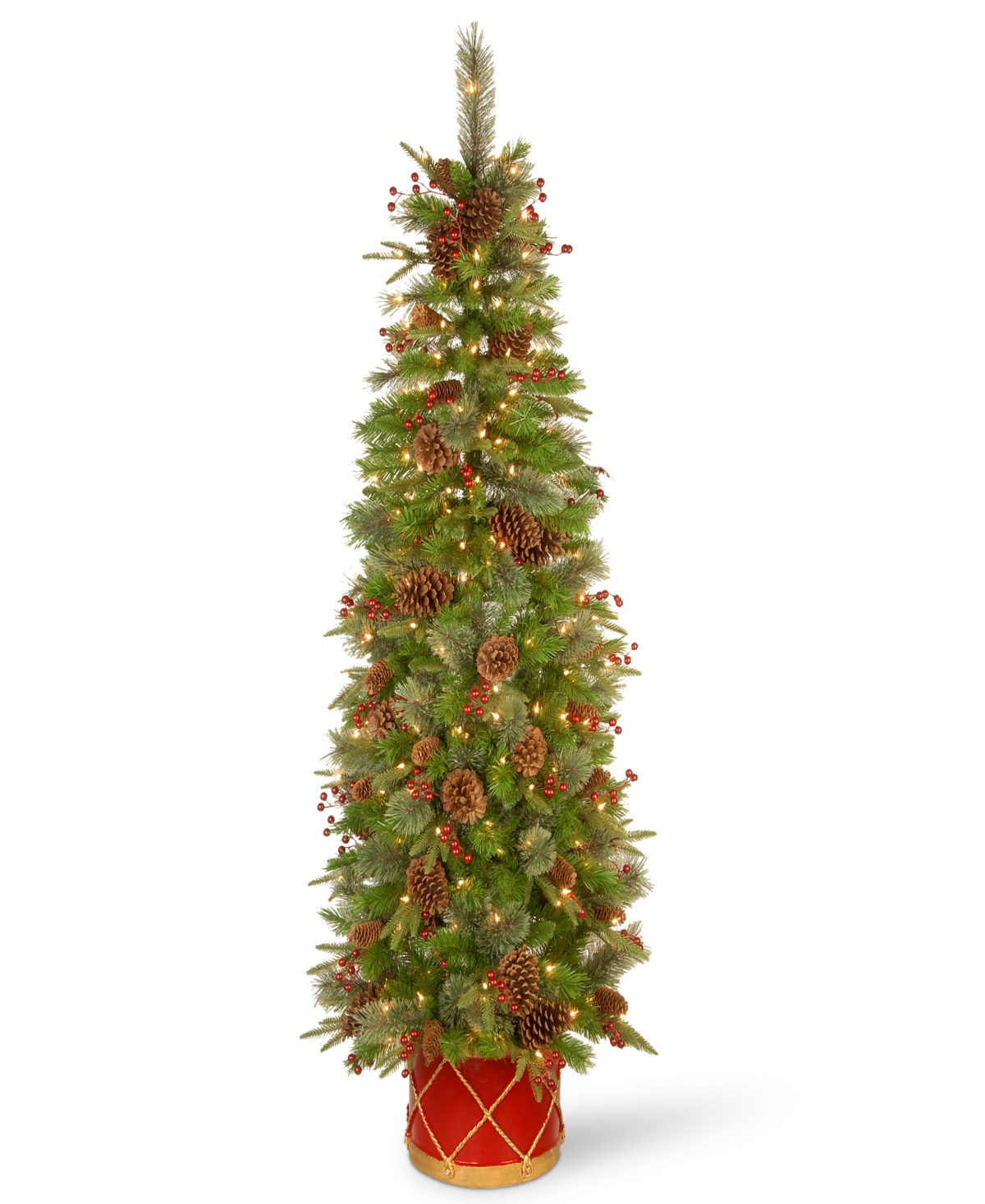 National Tree Company 6 Ft. Pre-lit Feel Real Artificial Colonial Fir Half Tree With 200 Clear Lights In Green