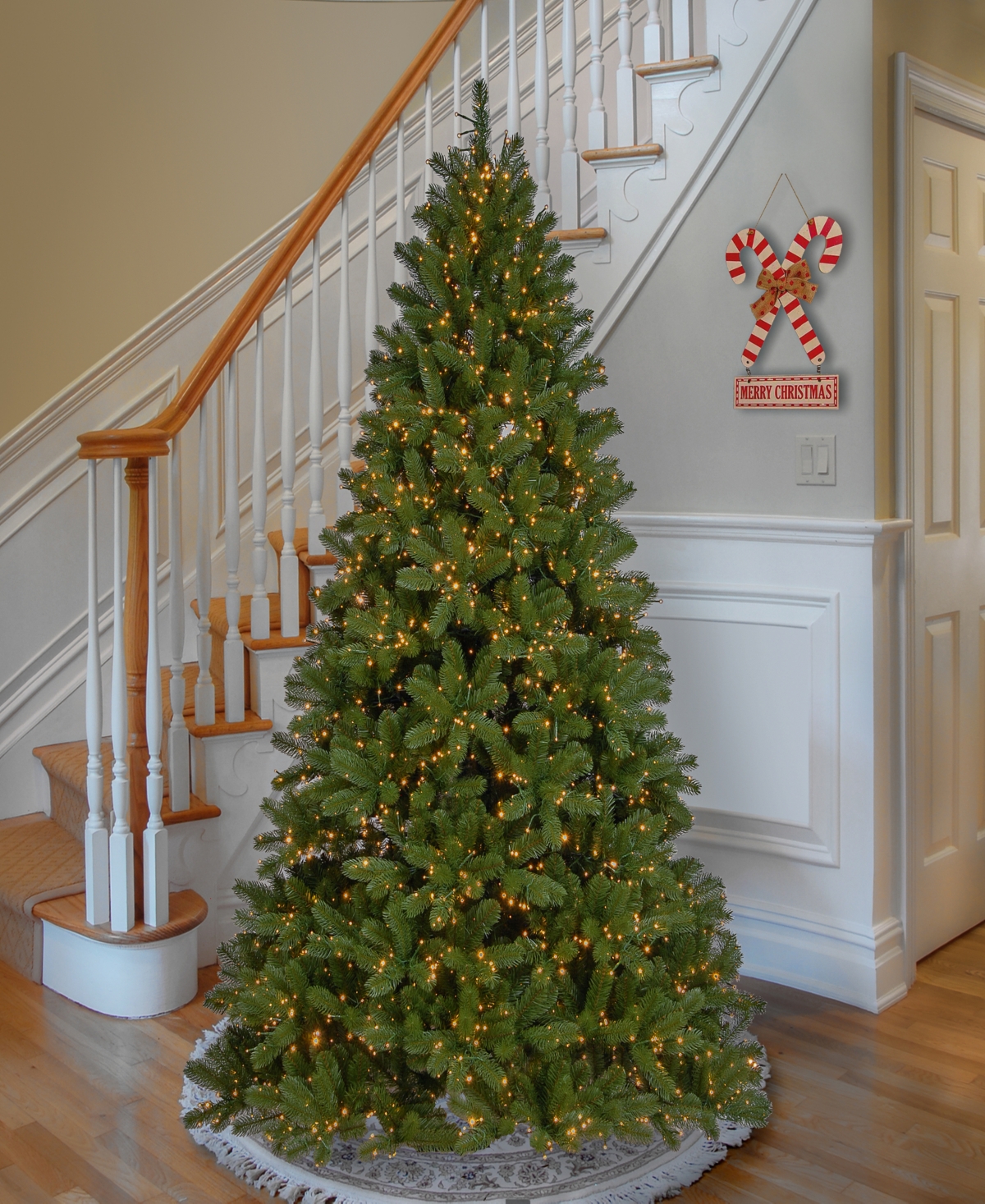 National Tree Company 7.5 ft. Pre-Lit Feel Real Artificial Full Downswept Douglas Fir Christmas Tree with 3000 Dual Color Led Cosmic Lights with Power