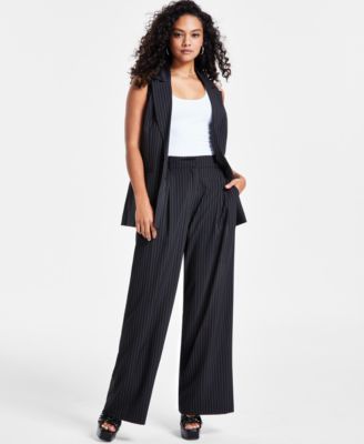 Petite Pinstripe Long Vest Pinstripe Pleated Pants Created For Macys