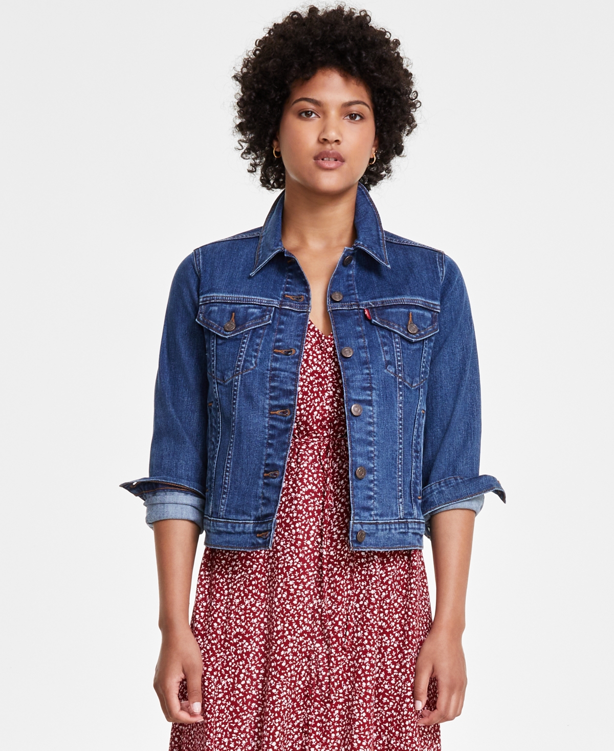 Levi s Levis Womens Original Denim Trucker Jacket Sarina Short Sleeve Midi Dress Smart Closet