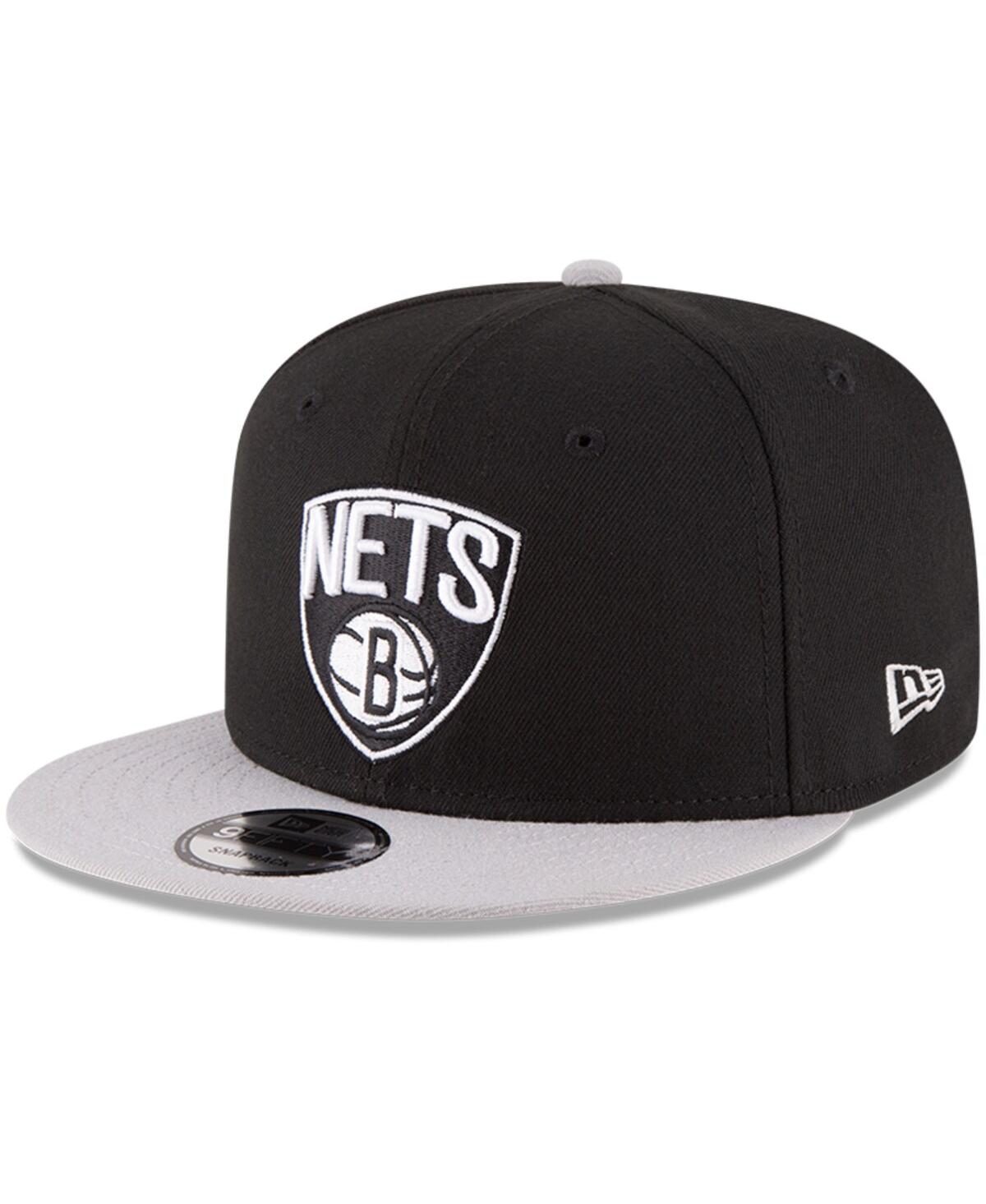 NEW ERA MEN'S BLACK/GRAY BROOKLYN NETS 2-TONE 9FIFTY ADJUSTABLE SNAPBACK HAT 