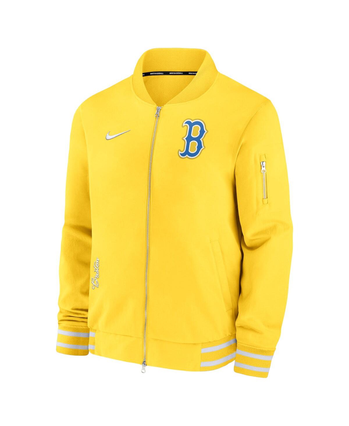 Nike Men's Gold Boston Red Sox City Connect Authentic Collection Game Time Bomber Full-zip Jacket In Gold