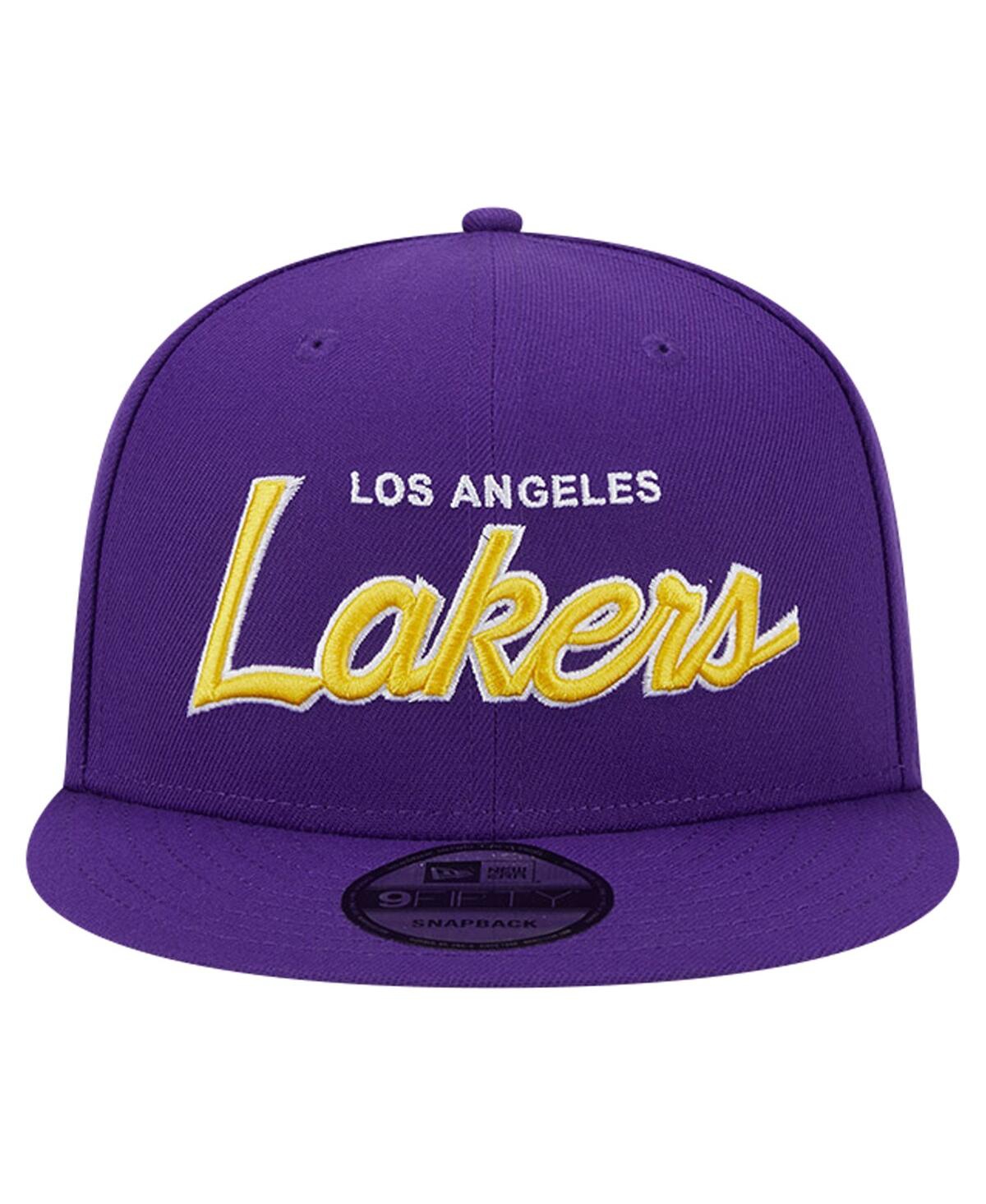 New Era Men'sLos Angeles Lakers Evergreen Script Side Patch 9FIFTY Snapback Hat - Purple