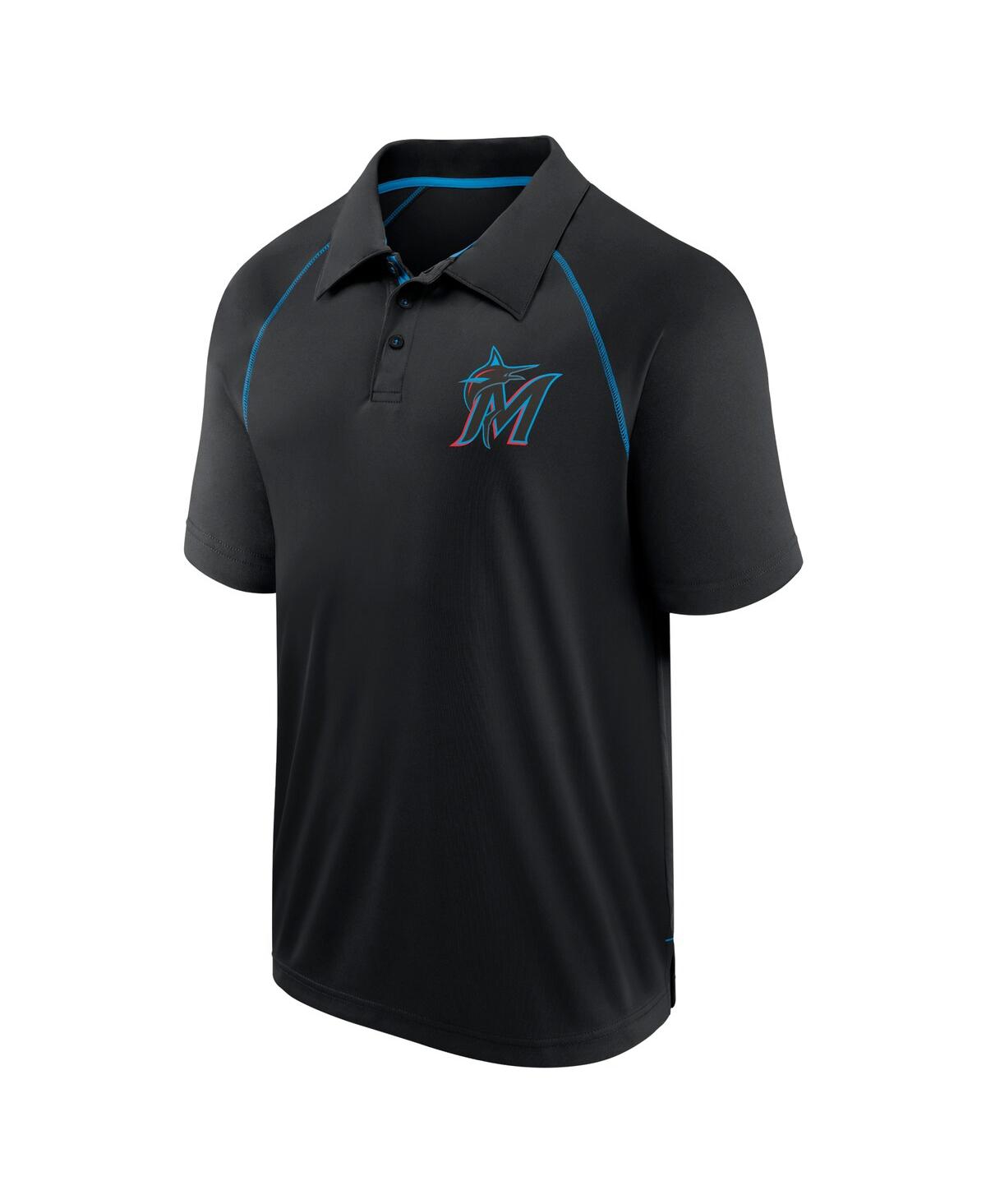 Fanatics Men'sMiami Marlins Strong Alone Raglan Polo - Black