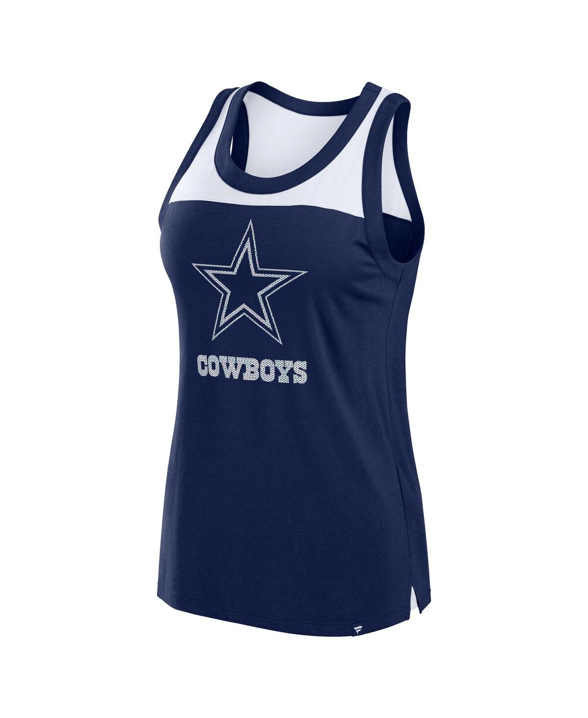 Fanatics Women'sDallas Cowboys Sequin Tank Top - Navy, White