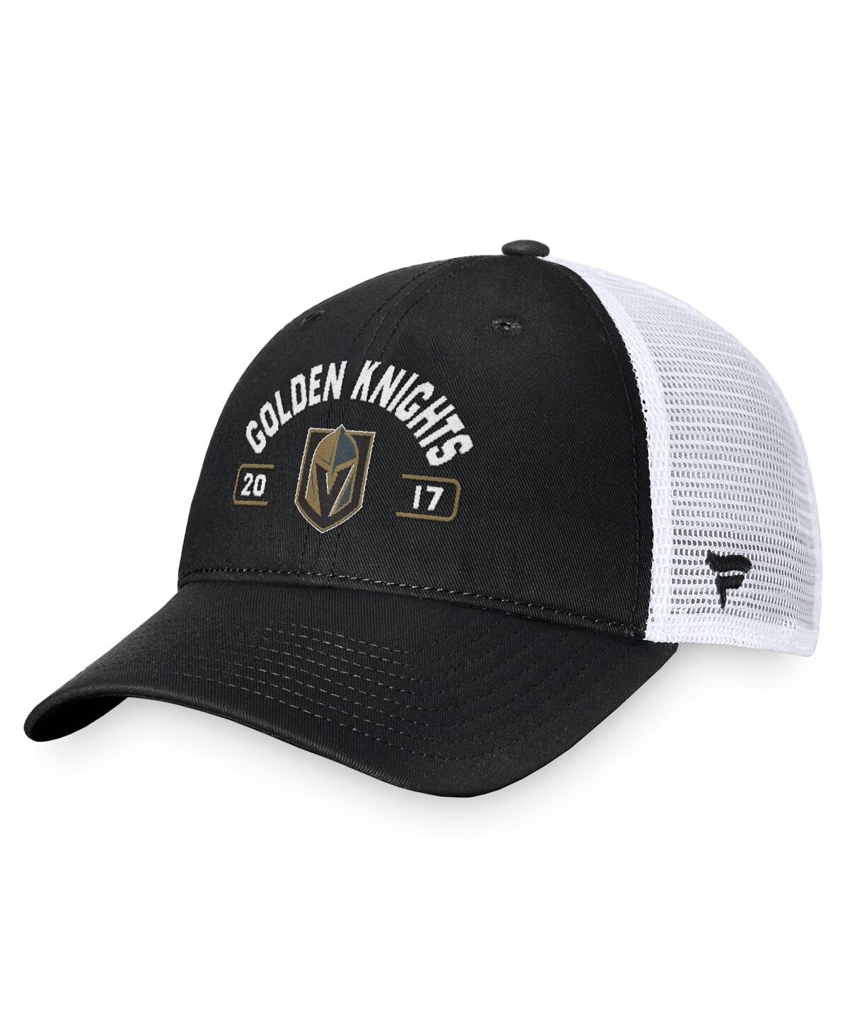 Fanatics Men's Black/white Vegas Golden Knights Free Kick Trucker Adjustable Hat In Black,white