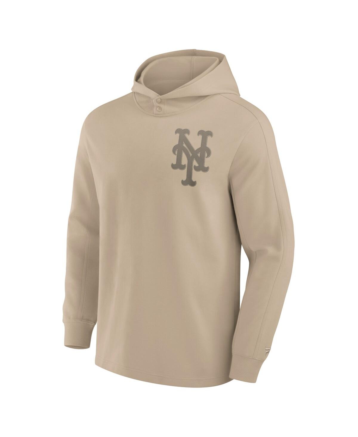 Fanatics Signature Men's Khaki New York Mets Elements Lightweight Fleece Hoodie In Khaki