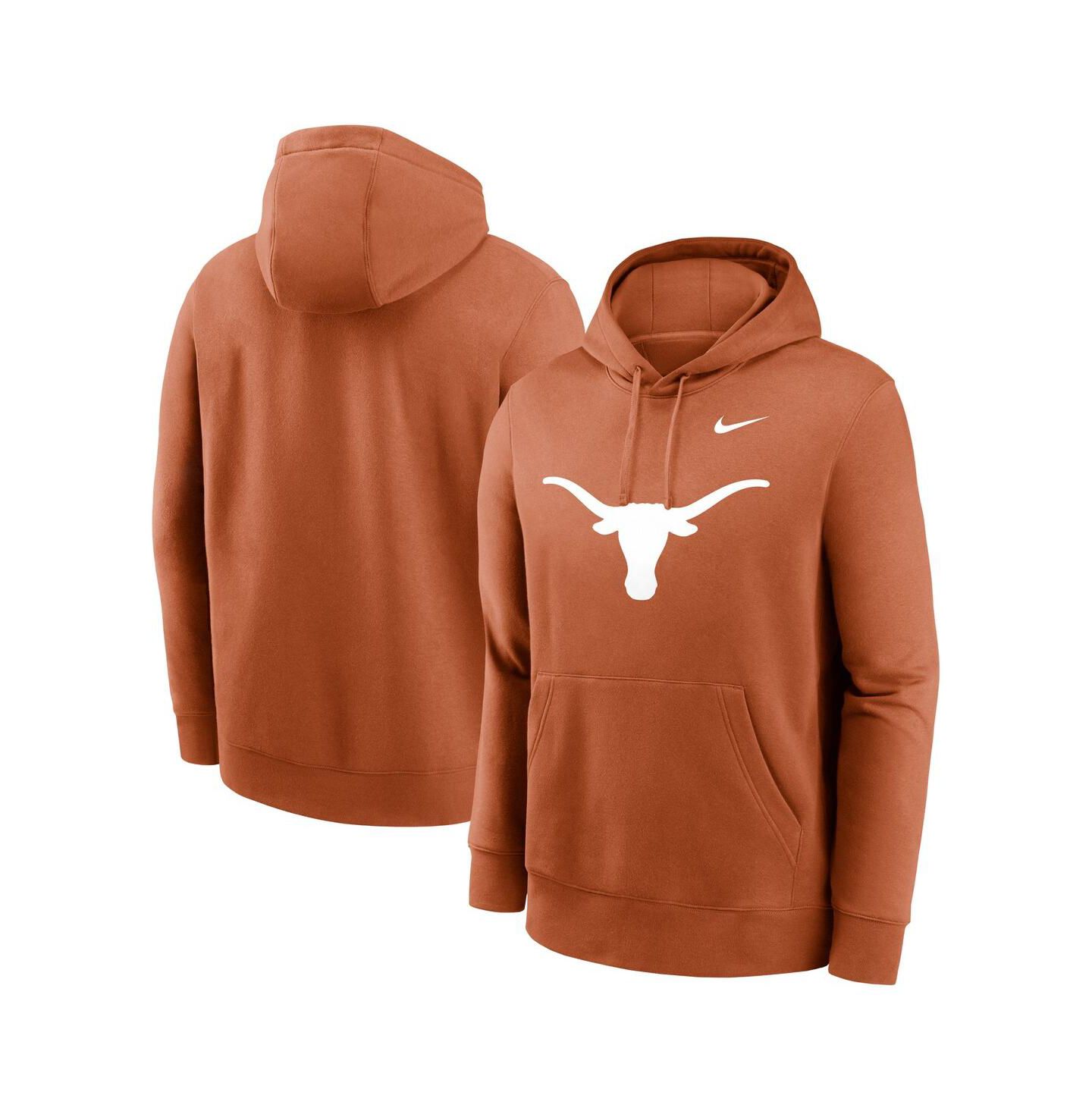 Мужское худи Nike Orange Texas Longhorns Primetime Evergreen Club Fleece Pullover — фото 1