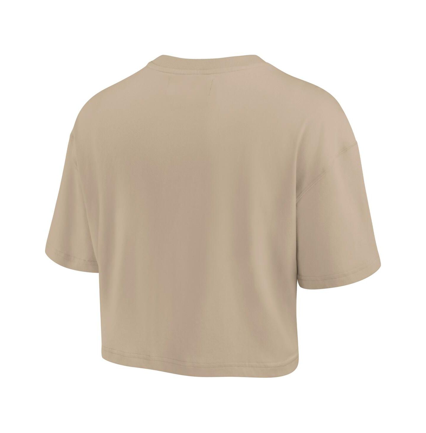Женская футболка Fanatics Signature Khaki Sacramento Kings Elements Super Soft Boxy Cropped — фото 3