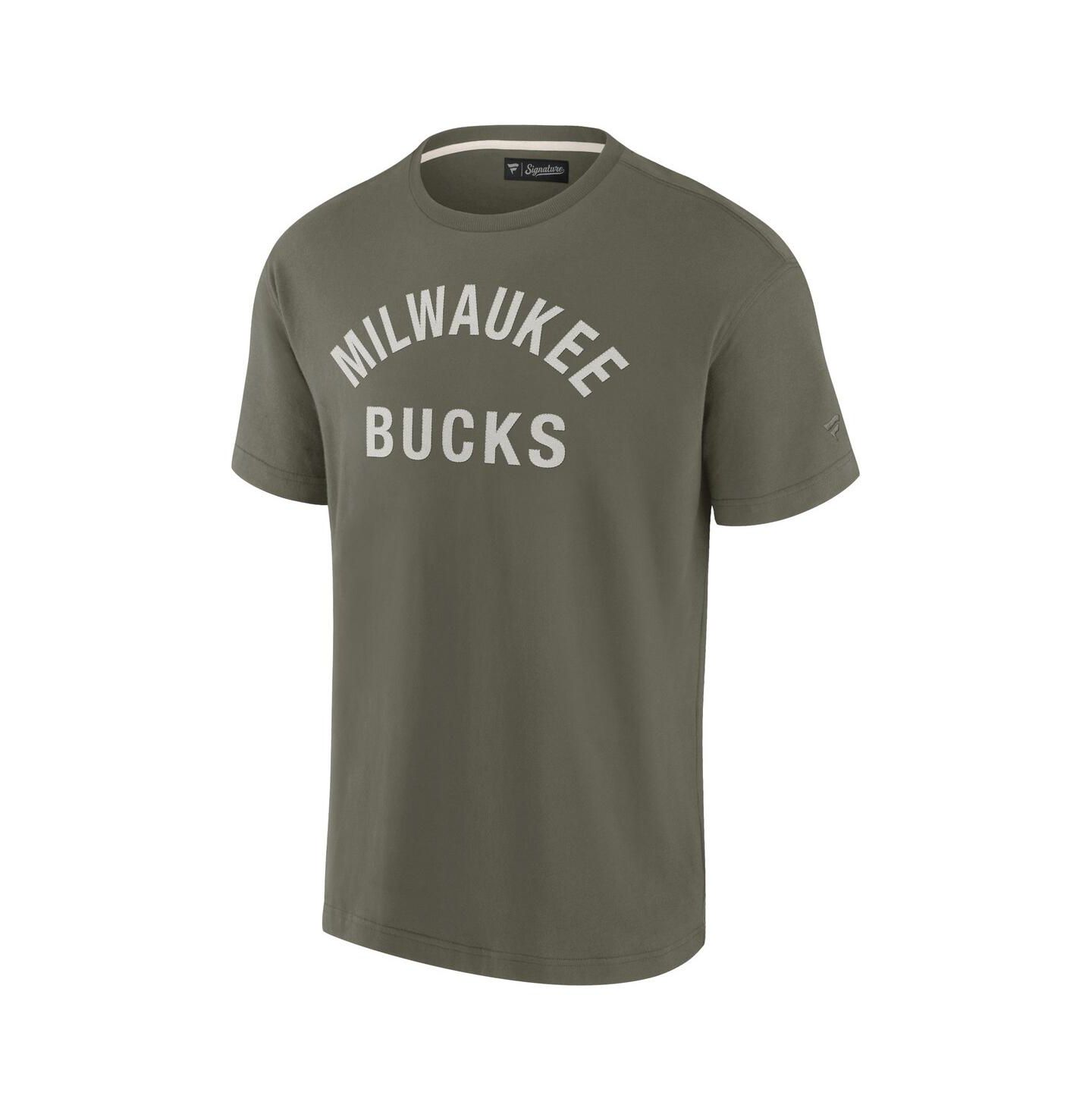 Футболка Fanatics Signature Olive Milwaukee Bucks Elements Super Soft Short Sleeve — фото 3