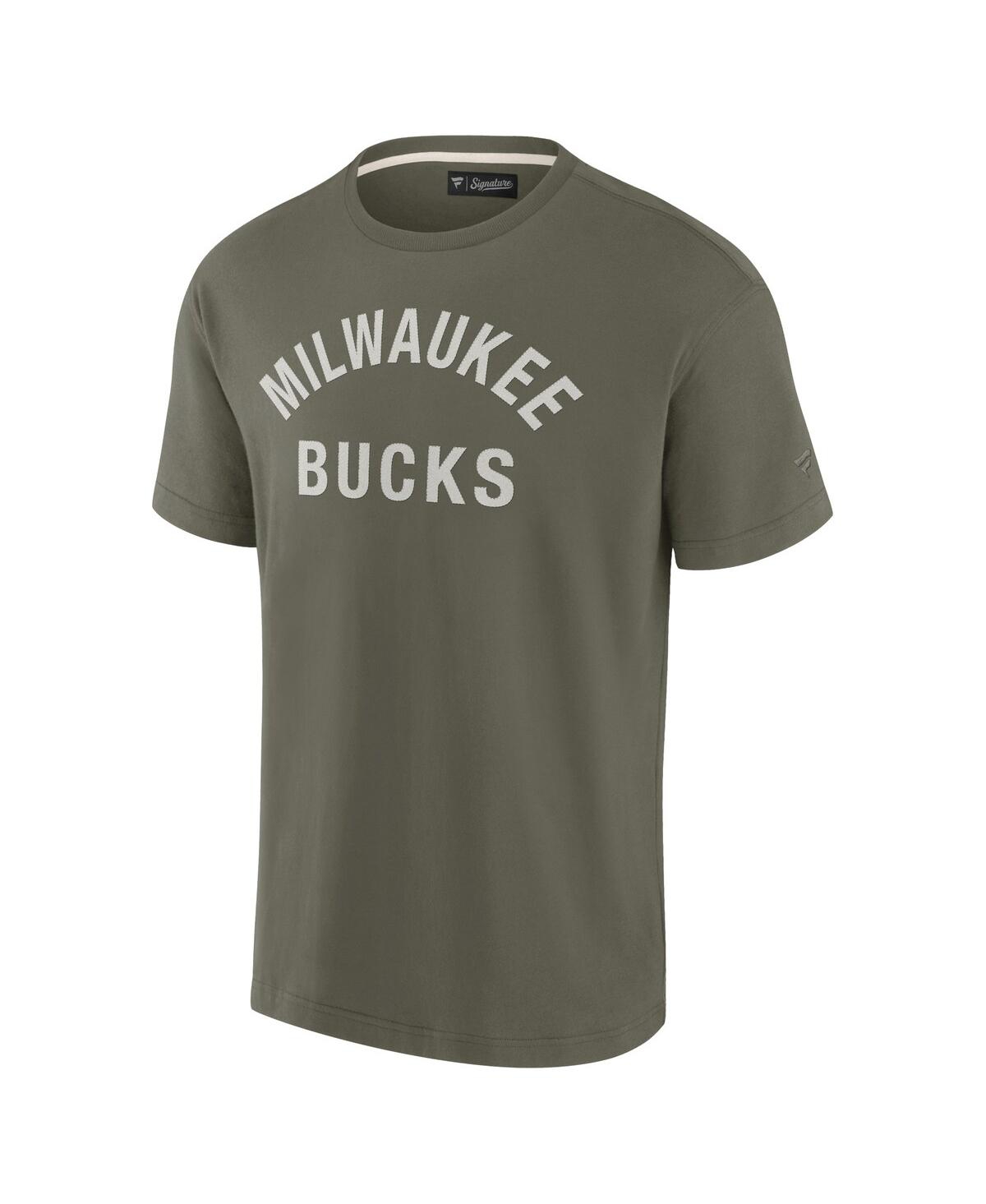 Fanatics Signature Men's And Women's Olive Milwaukee Bucks Elements Super Soft Short Sleeve T-shirt In Olive