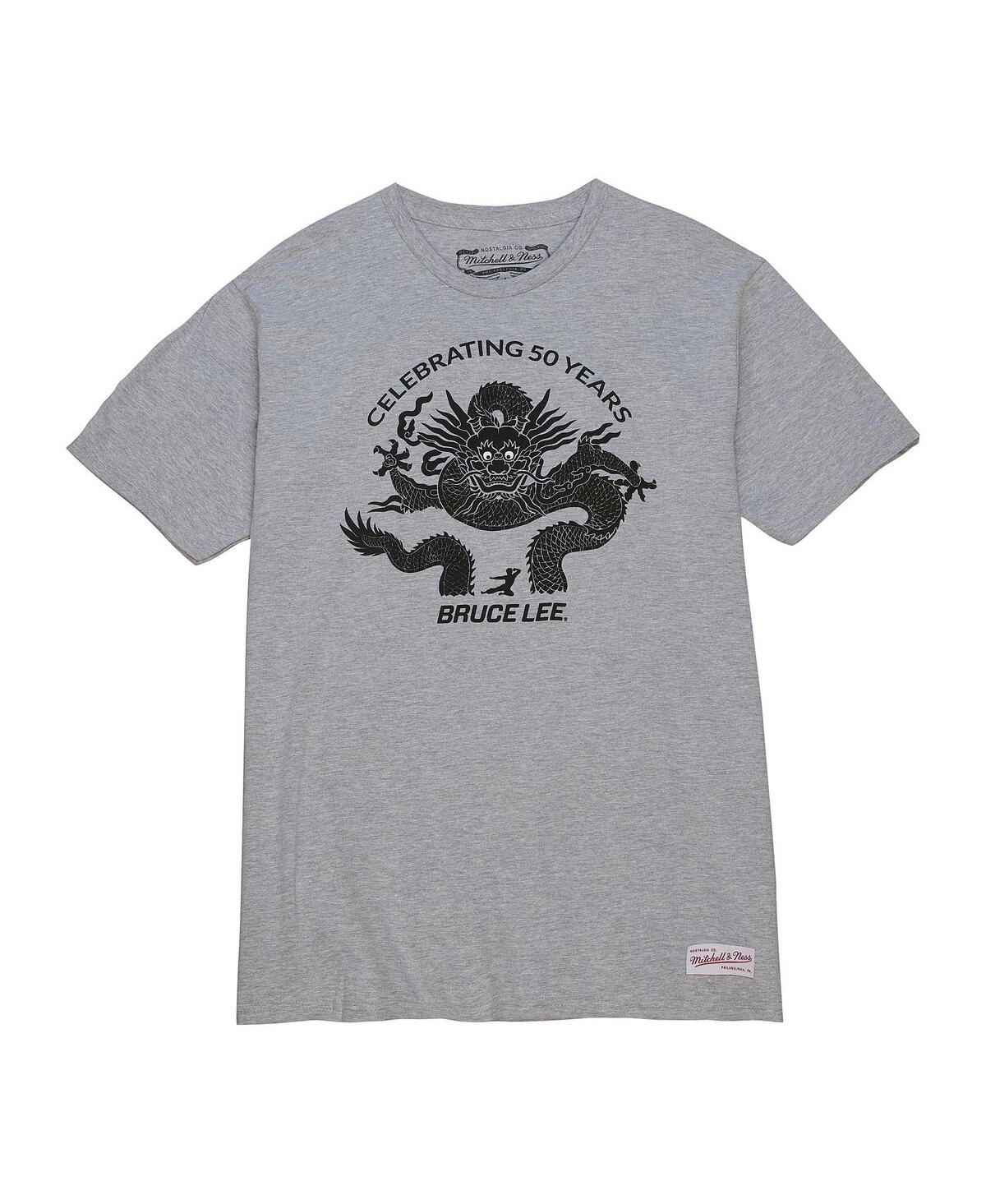 Mitchell & Ness Men's Heather Gray Bruce Lee Celebrating 5 Years T-shirt In Heather Gray