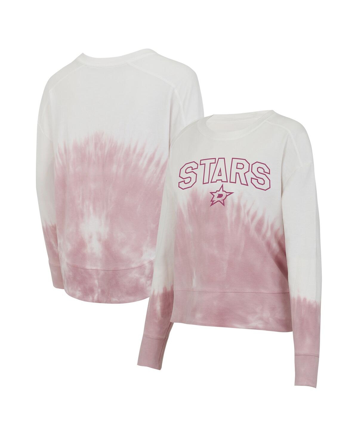Women's Pink/White Dallas Stars Orchard Tie-Dye Long Sleeve T-Shirt - Pink, White