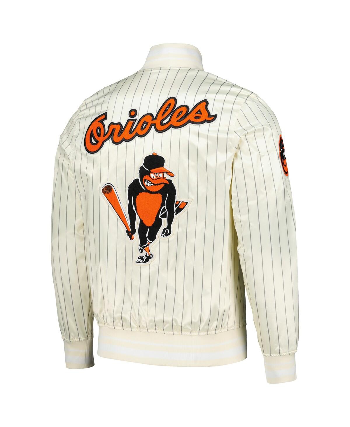 Pro Standard Men's Cream Baltimore Orioles Cooperstown Collection Pinstripe Retro Classic Satin Full-snap Jacket In Cream