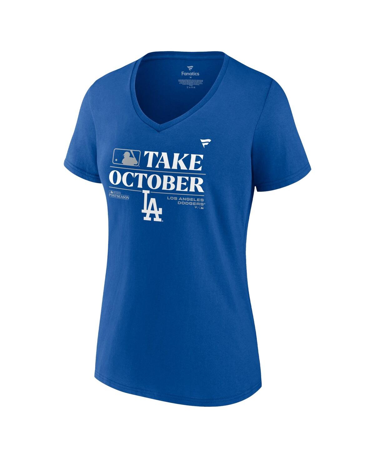 Fanatics Women'sLos Angeles Dodgers 2023 Postseason Locker Room V-Neck T-Shirt - Royal