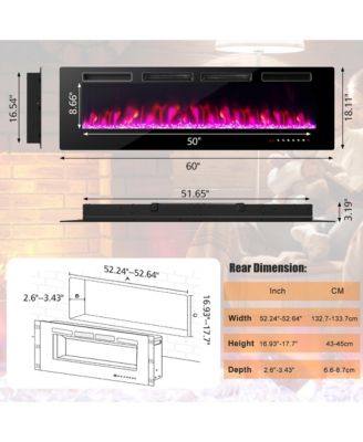Inches Ultra-Thin Electric Fireplace Wall-Mounted & Recessed