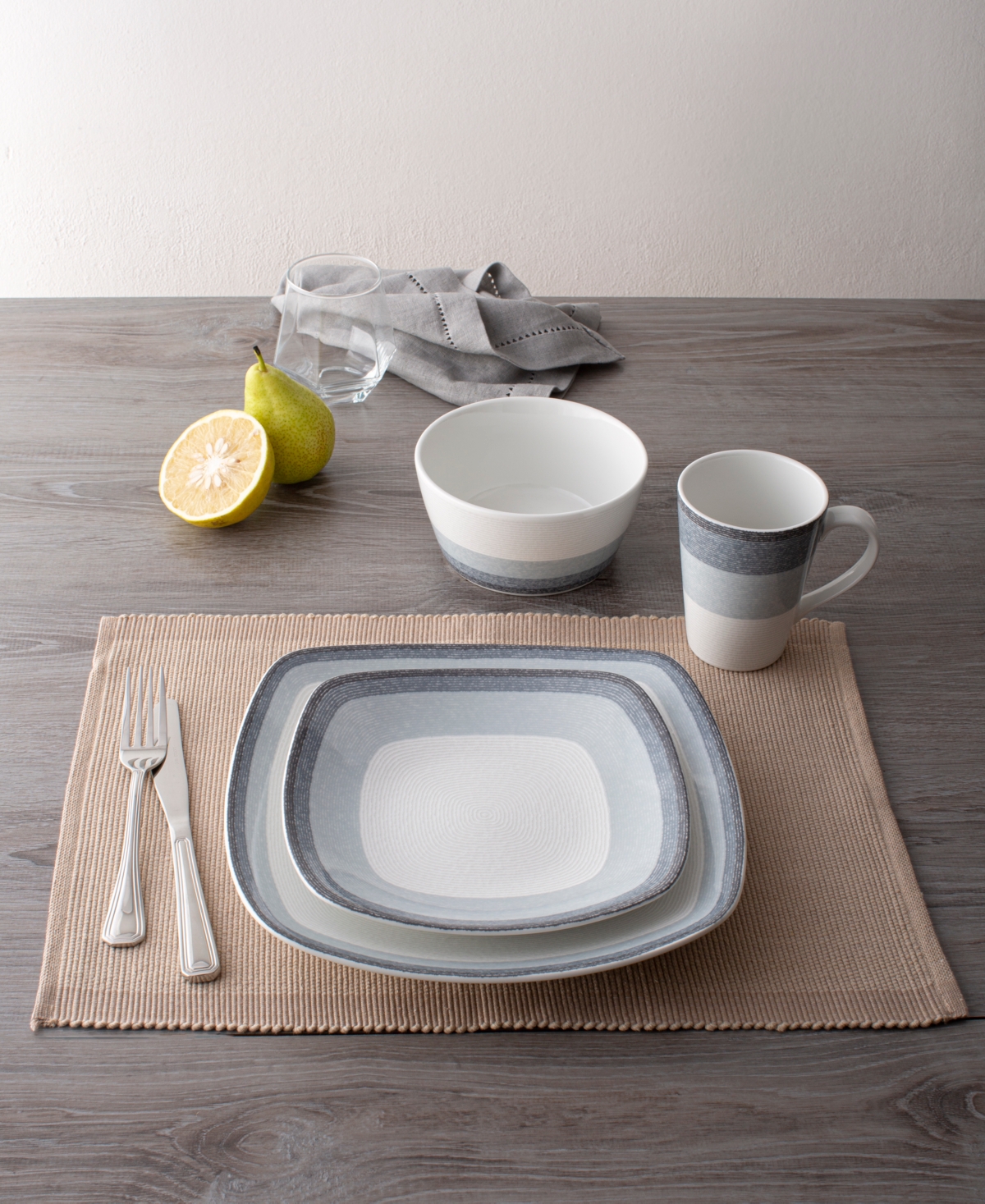 Noritake Colorscapes Layers Square Dinner Plate Set Of 4, 10.75" In Ash