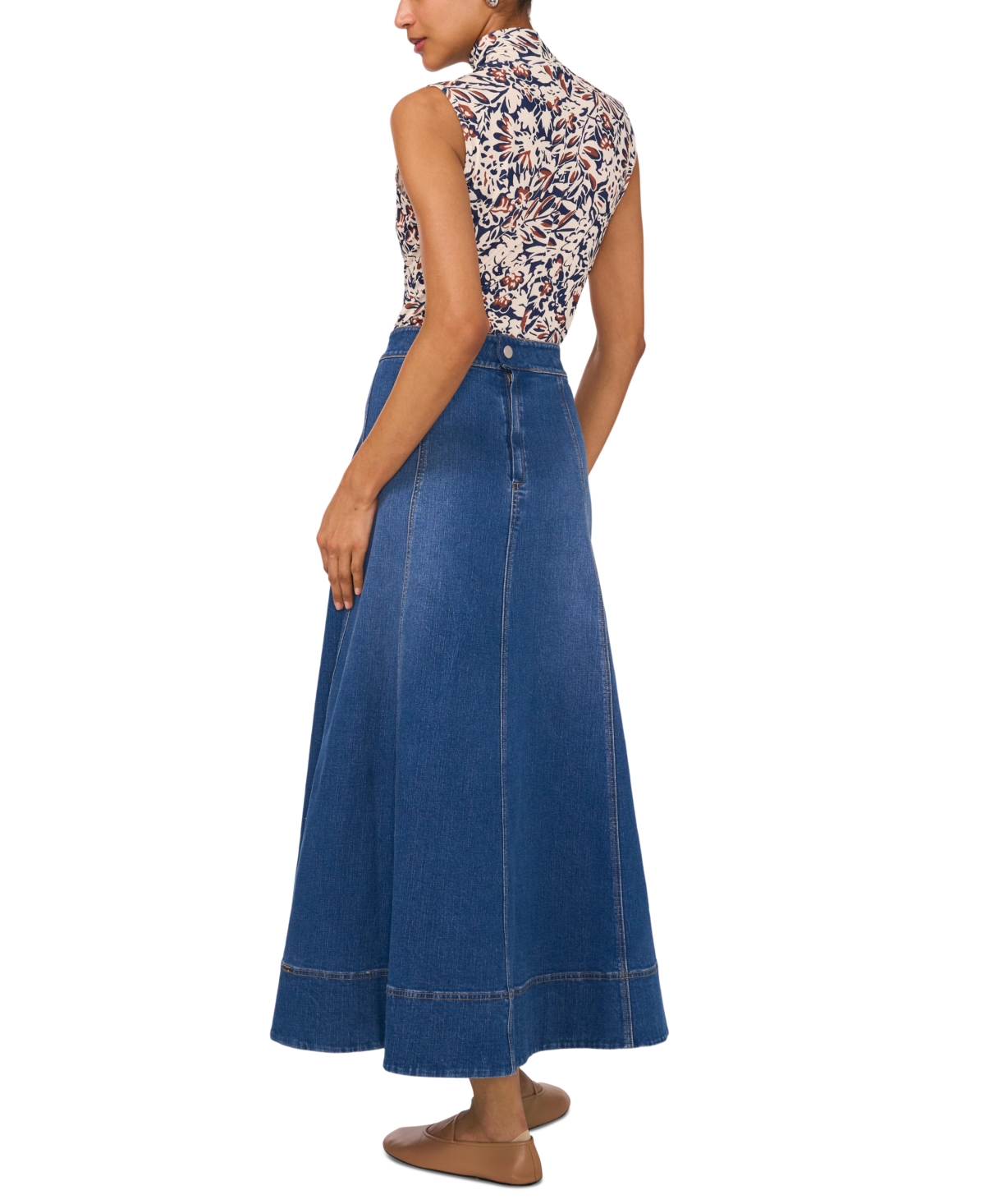 1.state Natural Nightlife Womens Maxi Back Zipper Denim Skirt In Navy Yard