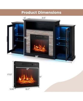 Fireplace TV Stand with Led Lights & Electric Fireplace For 65" Wall-Mounted TV