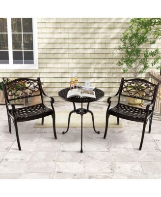 Cast Aluminum Patio Chairs Outdoor Dining with Armrests & Curved Seats