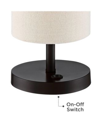 Heyburn Modern Accent Table Lamp 20" High Dark Bronze with USB and AC Power Outlet in Base Oatmeal Cylinder Shade for Bedroom Office Desk
