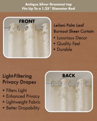 Leilani Palm Leaf Burnout Window Sheer Curtain