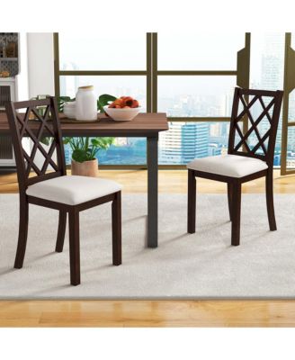 Set of 4 Dining Chairs Wood Kitchen Side Chair with Inclined Backrest Cherry