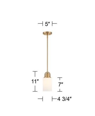Copenhagan Warm Brass Gold Mini Pendant Light 4 3/4" Wide Modern Opal White Glass Cylinder Shade Fixture for Dining Room House Foyer Kitchen Island Entryway Bedroom Living