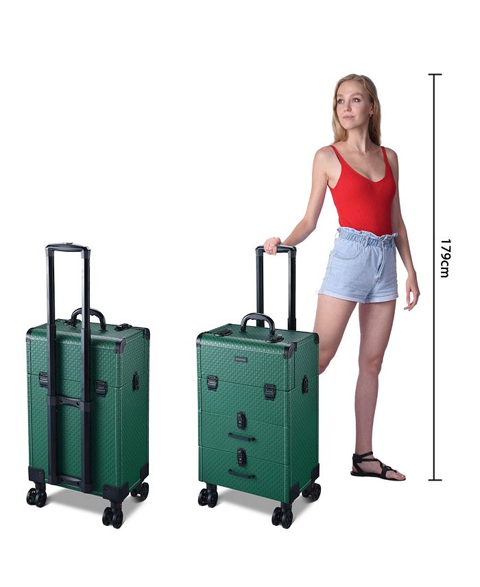 Byootique Rolling Makeup Train Case Cosmetic Organizer Trolley 2 Drawer ...