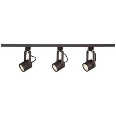 Layna 3-Head LED Ceiling or Wall Track Light Fixture Kit Linear Bullet Brown Bronze Finish Metal Modern Kitchen 44" Wide