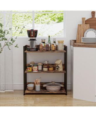 3-Tier Industrial Metal Frame Corner Bookcase with Adjustable Shelves Rustic