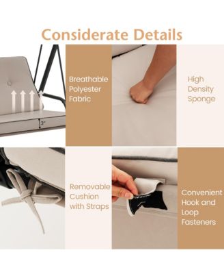 3-Person Hammock Chair Patio Porch Swing with Adjustable Canopy, Removable Cushion