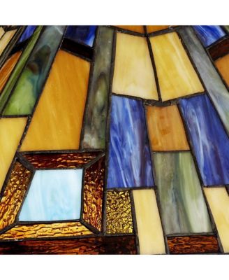 Rustic Mission Asian Floor Lamp 62" Tall Bronze Iron Jewel Tone Stained Art Glass Shade for Living Room Bedroom Office House Home