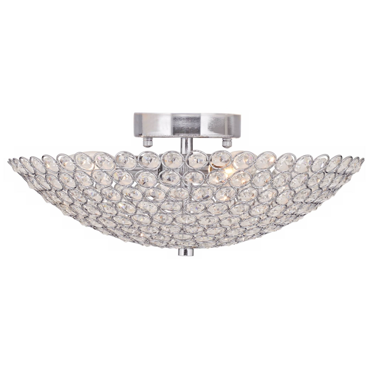 Possini Euro Design Geneva Luxury Close To Ceiling Light Semi Flush Mount Fixture Wide ChromeCrystal Glass Beads Bowl Shade for Bedroom Ha
