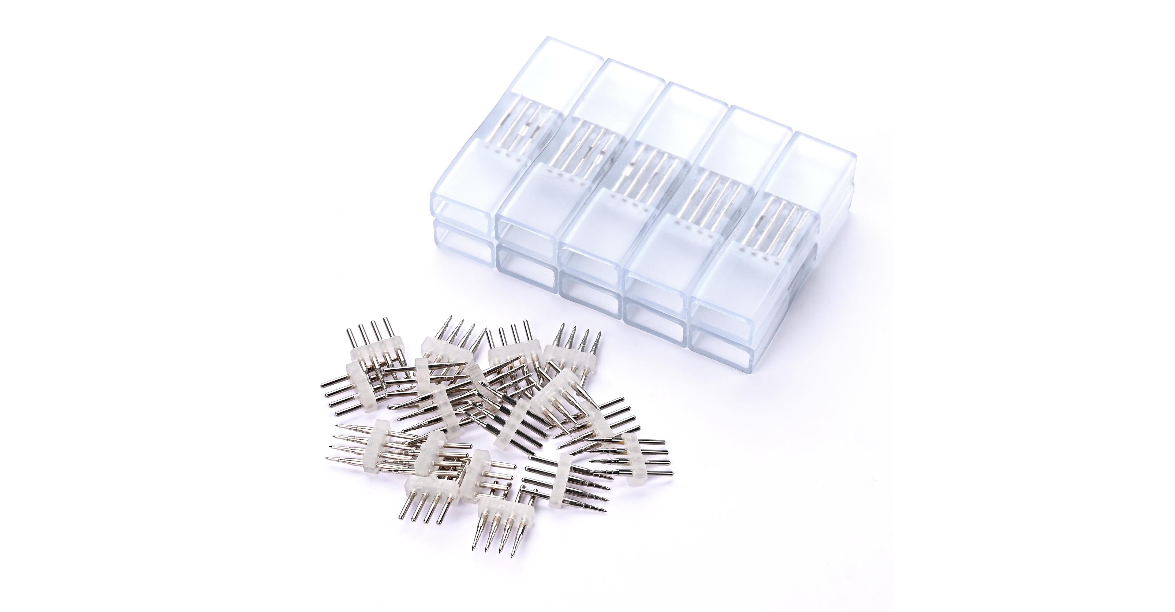 DELight 10 Pack 2 Wire Splice Connectors with Pins Accessories for 7x14mm Rgb Neon Rope Light