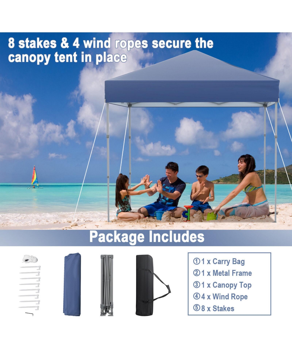 Slickblue 6.6 x 6.6 Feet Outdoor Pop-up Canopy Tent with Upf 50+ Sun Protection