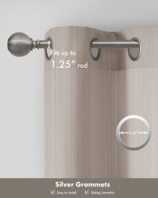 Galen Basketweave Room Darkening Curtain Panels Pair for bedroom, Silver grommet top fit up to 1.25 inches rod 2 panels set for Living Room, Width 40 length 84 inches Curtain Panel, Pitch Black Ambiance Blue 2 Window Panels