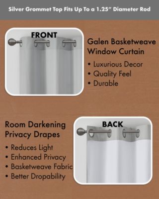 Galen Basketweave Room Darkening Curtain Panels Pair for bedroom, Silver grommet top fit up to 1.25 inches rod 2 panels set for Living Room, Width 40 length 84 inches Curtain Panel, Pitch Black Ambiance Blue 2 Window Panels