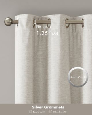 Como Tonal Printed Faux Silk Room Darkening Curtain for Bedroom, Grommet Top Design Panels Pair for Living Room, Width 42 length 95 inches 2 panels set, Ivory Window Panel