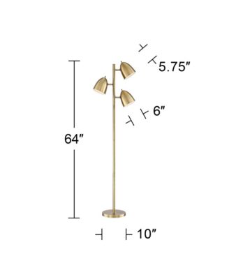 Aaron Mid Century Modern Tree Floor Lamp 64" Tall Aged Brass 3 Light Adjustable Dome Shade for Living Room Reading Bedroom Office House
