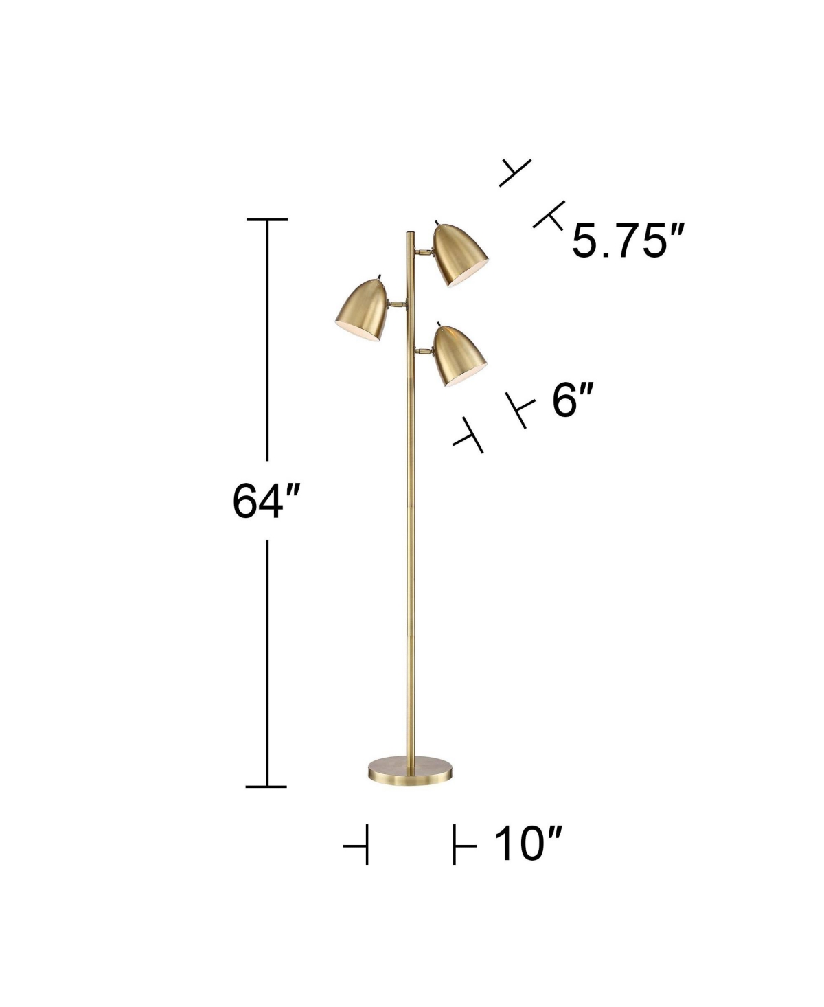 360 Lighting Aaron Mid Century Modern Tree Floor Lamp Tall Aged BrassMetal Adjustable Swivel 3-Light Dome Shade Decor for Living Room Readin