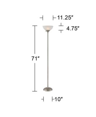 Maddox Modern Torchiere Floor Lamp 71" Tall Satin Nickel Silver Metal Alabaster Glass Shade for Living Room Bedroom Office House Home