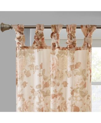 Simone Printed Floral Twist Tab Top Voile Sheer Curtain, 50x84