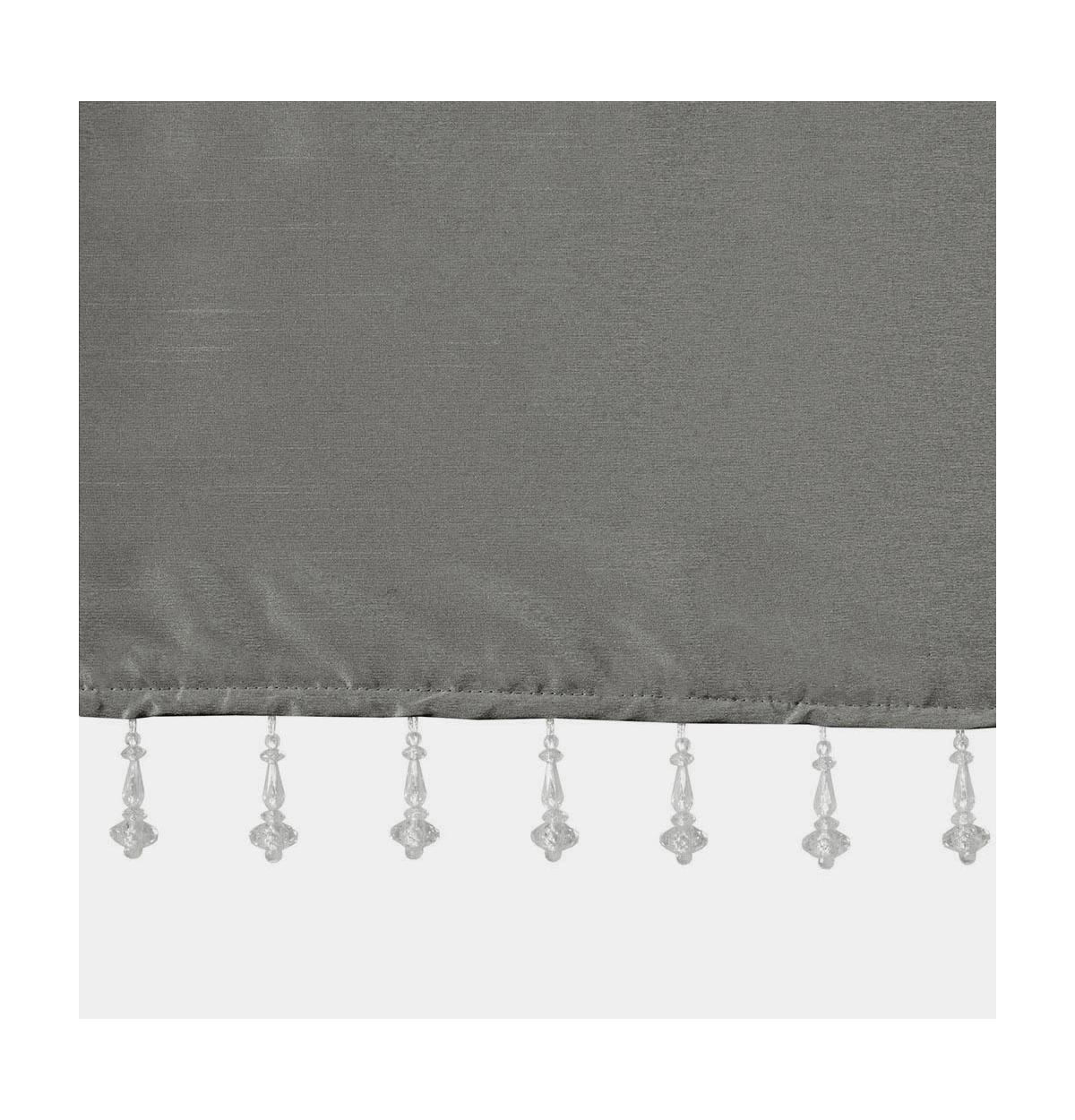 Madison Park Emilia Lightweight Faux Silk Valance With Beads, 26 inch valances for windows, Width 50 length 26 inches, Pewter curtain with valance - C