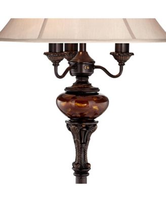 Traditional Floor Lamp 4-Light 63" Tall Lush Bronze Tortoise Glass Font Bell Shade for Living Room Reading Bedroom Office