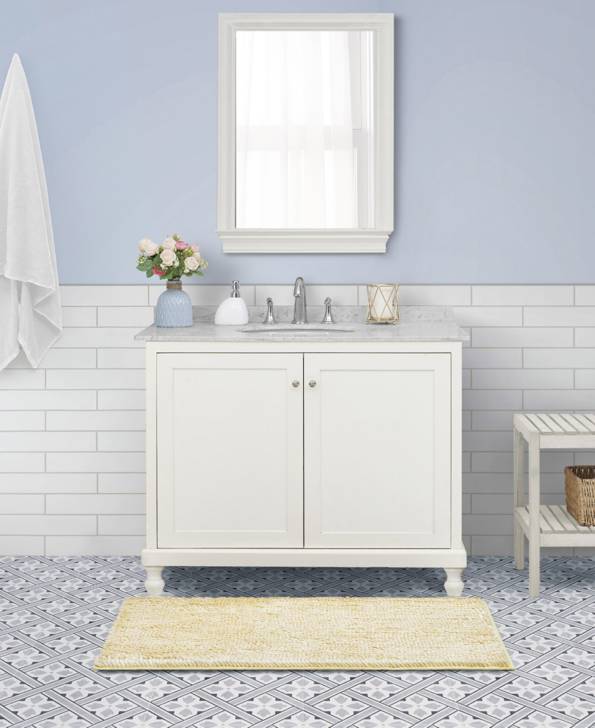 Laura Ashley Butter Chenille Bath Mat, 27" x 45"